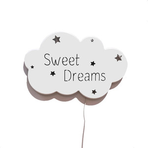 Χειροποίητο ξύλινο φωτιστικό συννεφάκι Sweet Dreams - παιδικά φωτιστικά, ξύλινα διακοσμητικά τοίχου