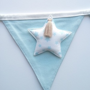 Γαλάζια Σημαιάκια με Αεροπλανάκια Συννεφάκια και Αστέρια μπεζ φουντίτσες - αγόρι, αστέρι, γιρλάντες, συννεφάκι - 5