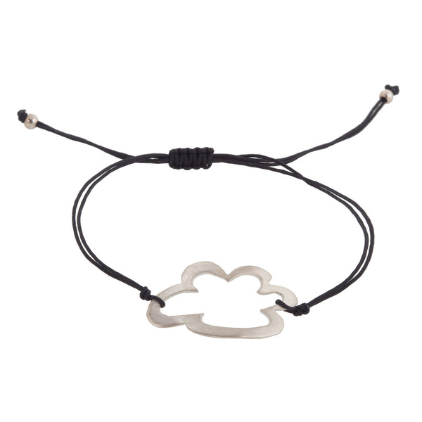 Βραχιόλι σύννεφο μικρό με κορδόνι από ασήμι 925, σειρά "Look at the sky" - charms, ασήμι 925, κορδόνια, κορδόνια, αυξομειούμενα