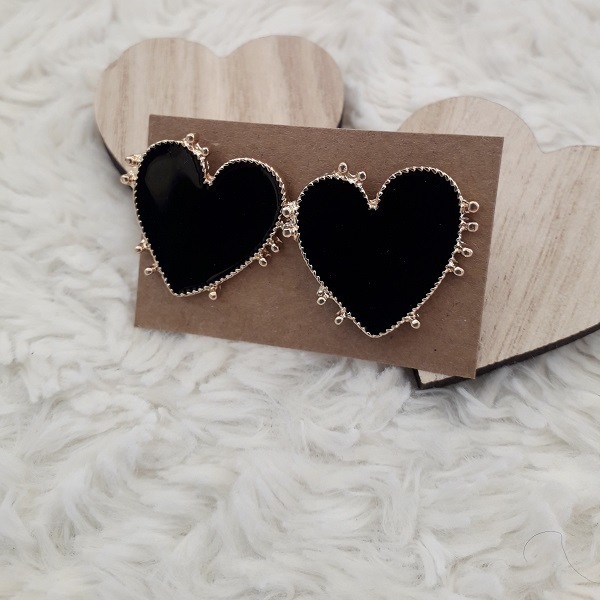 Καρδιές καρφώτα σκουλαρίκια - καρδιά, καρφωτά, ατσάλι, faux bijoux, φθηνά - 2