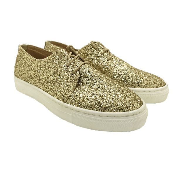 MARGO SHOES Plus Size Oxford Glitter Gold