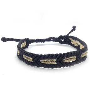 Black - Gold Arrow macrame bracelet - μακραμέ, κορδόνια, unique, αυξομειούμενα