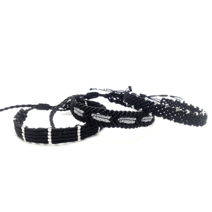 Black - Silver Arrow macrame bracelet - μακραμέ, κορδόνια, bracelet, αυξομειούμενα - 4