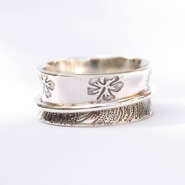 Ασημένιο δαχτυλίδι spinner με σχέδια - statement, ασήμι, vintage, ασήμι 925, minimal, μικρά, boho, ethnic, σταθερά - 3