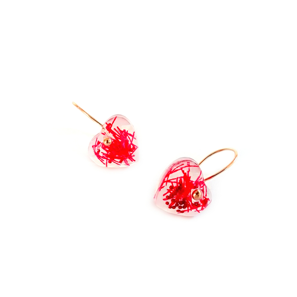 Μικρά σκουλαρίκια Love red/ Tiny Dangles - ασήμι, γυαλί, καρδιά, δώρα αγίου βαλεντίνου, αγ. βαλεντίνου