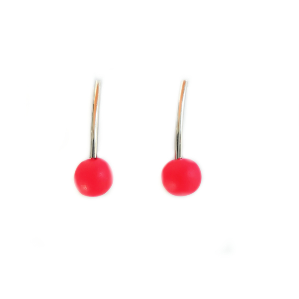 Μικρά σκουλαρίκια Π Earring - επάργυρα, πηλός, μικρά, κρεμαστά, φθηνά - 3