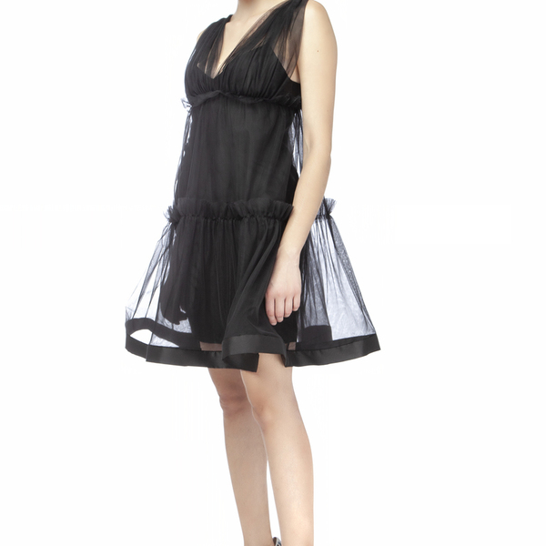 "Black Queen" Μίνι Φόρεμα από Τούλι - Μια νέα εκδοχή του Little Black Dress - βαμβάκι, mini, γάμου - βάπτισης - 2