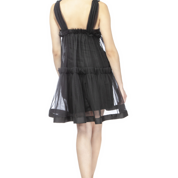 "Black Queen" Μίνι Φόρεμα από Τούλι - Μια νέα εκδοχή του Little Black Dress - βαμβάκι, mini, γάμου - βάπτισης - 3