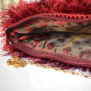 Τσάντα Φάκελος απομίμηση Γούνας Μπορντώ - φάκελοι, πλεκτές τσάντες, μικρές, φθηνές - 3