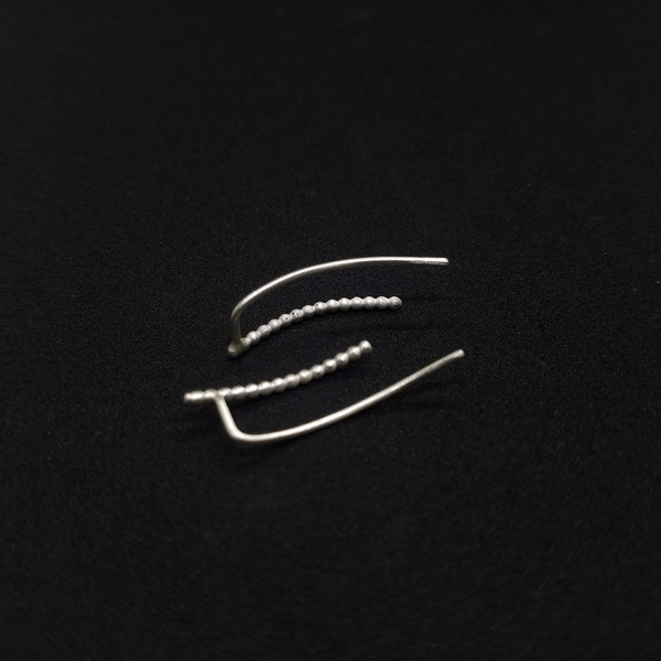 Σκουλαρίκια από Ασήμι 925 |Silver Beaded Earrings - ασήμι, μικρά, boho - 4