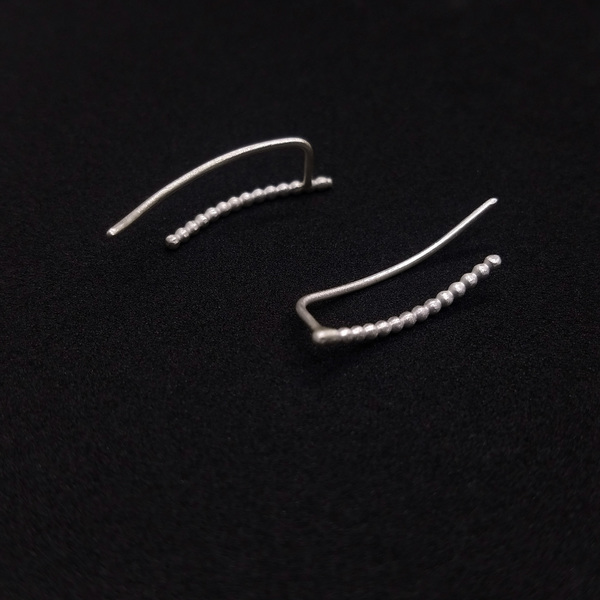 Σκουλαρίκια από Ασήμι 925 |Silver Beaded Earrings - ασήμι, μικρά, boho - 3