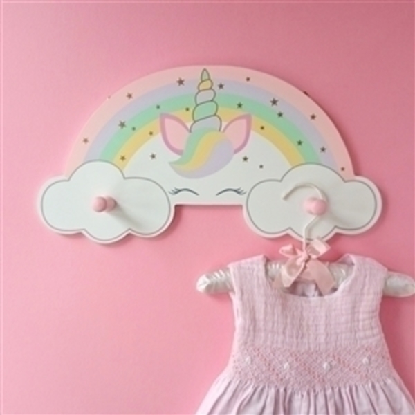Κρεμαστά τοίχου unicorn ουράνιο τοξο - κορίτσι, συννεφάκι, διακόσμηση βάπτισης, μονόκερος - 4