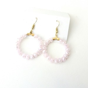 Σκουλαρίκια κρίκοι με ροζ χάντρες - επιχρυσωμένα, κρίκοι, faux bijoux, φθηνά - 4