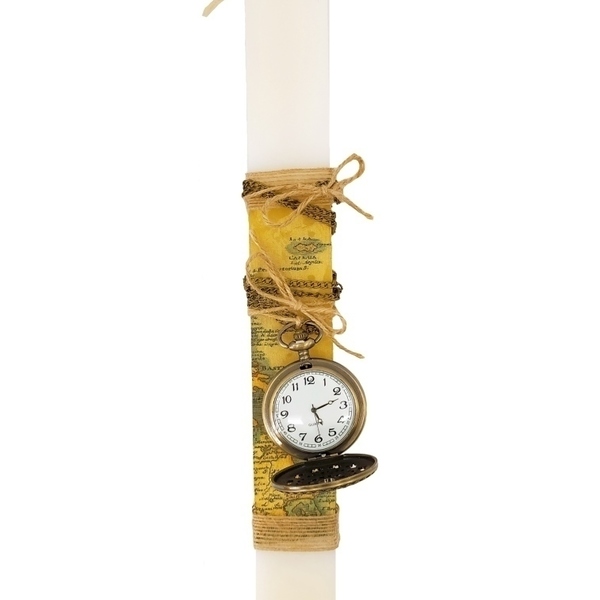Χειροποίητη αρωματική λαμπάδα με ρολόι vintage - vintage, ρολόι, λαμπάδες, για ενήλικες, για εφήβους - 2