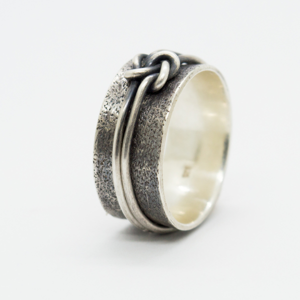 Ασημένιο spinner ''love knot'' δαχτυλίδι - ασήμι, χειροποίητα, σταθερά - 2