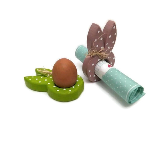 Ξύλινη Βάση Λαγός για Αυγό. Χειροποίητο Διακοσμητικό Αυγό Από Οικολογικά Χρώματα - ξύλο, διακοσμητικά, πασχαλινά δώρα, ξύλινα διακοσμητικά - 2