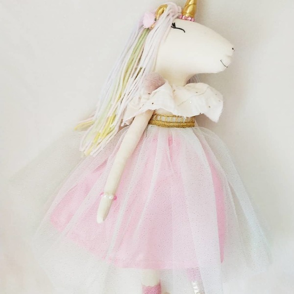 Unicron Doll / Κούκλα μονόκερος Maria - ύφασμα, μονόκερος, δώρα γενεθλίων - 2