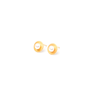 Daisy Gold Σκουλαρίκια Χειροποίητα Καρφωτά από Επιχρυσωμένο Ασήμι 925 και Μαργαριτάρι - καρφωτά, επιχρυσωμένα, ασήμι, νυφικά, μαργαριτάρι, μικρά