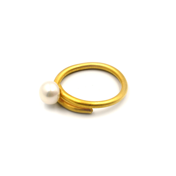 Pearl Gold Χειροποίητο Χρυσό Δαχτυλίδι με Μαργαριτάρι - ασήμι, ημιπολύτιμες πέτρες, μαργαριτάρι, επιχρυσωμένα, boho, αυξομειούμενα, φθηνά - 2