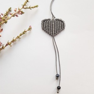 "Romantic Heart Necklace"-Μίνιμαλ μακραμέ κολιε - καρδιά, μακραμέ, κορδόνια, φθηνά - 2
