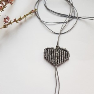 "Romantic Heart Necklace"-Μίνιμαλ μακραμέ κολιε - καρδιά, μακραμέ, κορδόνια, φθηνά - 3