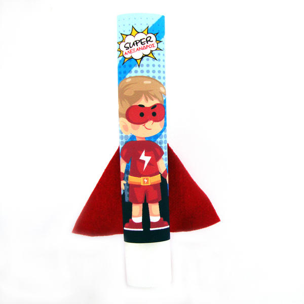 Λαμπάδα "Σούπερ ήρωας" με κόκκινα ρούχα και κάδρο - 2020 - αγόρι, λαμπάδες, όνομα - μονόγραμμα, για παιδιά, ήρωες κινουμένων σχεδίων, προσωποποιημένα - 5
