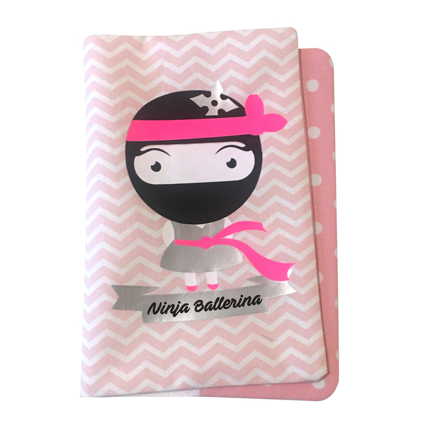 Θήκη Βιβλιαρίου Υγείας - Ninja Ballerina - κορίτσι, μπαλαρίνα, θήκες βιβλιαρίου, πρωτότυπα δώρα, μαιευτήριο