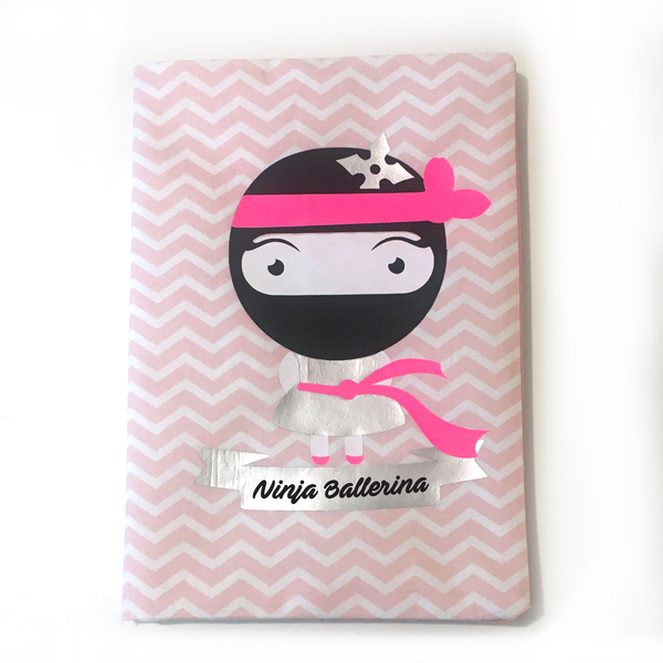 Θήκη Βιβλιαρίου Υγείας - Ninja Ballerina - κορίτσι, μπαλαρίνα, θήκες βιβλιαρίου, πρωτότυπα δώρα, μαιευτήριο - 3