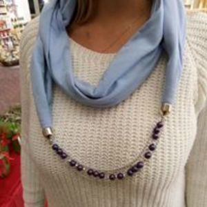 Jewelry scarf necklace - ύφασμα, μακριά - 2