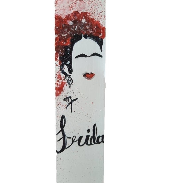 Λαμπάδα Frida ζωγραφισμένη στο χέρι - ζωγραφισμένα στο χέρι, κορίτσι, λαμπάδες, frida kahlo, για ενήλικες