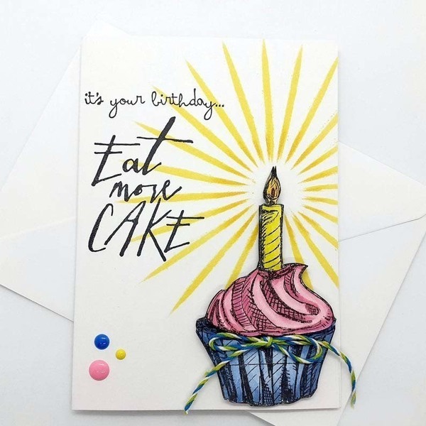 Ευχετήρια κάρτα Γενεθλίων - Cupcake - χειροποίητα, γενέθλια, κάρτα ευχών - 2