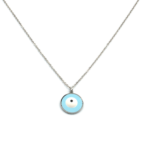 Eye Silver-Blue Κολιέ από Ανοξείδωτο Ατσάλι με Ματάκι - δώρο, μάτι, κοντά, ατσάλι, ματάκια, δώρα για γυναίκες, φθηνά