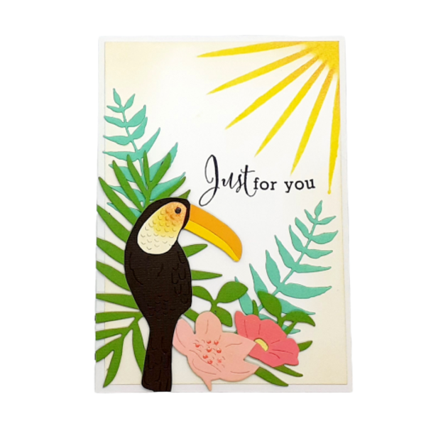 Ευχετήρια κάρτα - Tropical - Toucan - πουλάκια, χειροποίητα, κάρτα ευχών