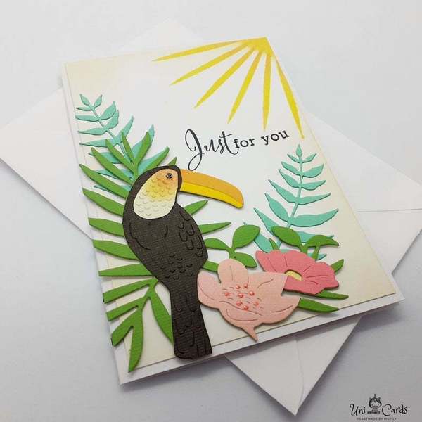 Ευχετήρια κάρτα - Tropical - Toucan - πουλάκια, χειροποίητα, κάρτα ευχών - 3