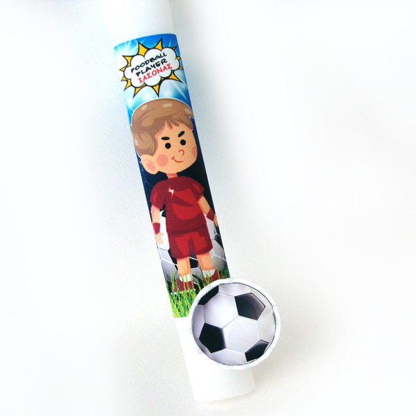 Λαμπάδα "Ποδοσφαιριστής" με κόκκινα ρούχα - αγόρι, λαμπάδες, όνομα - μονόγραμμα, για παιδιά, σούπερ ήρωες, σπορ και ομάδες, προσωποποιημένα - 2