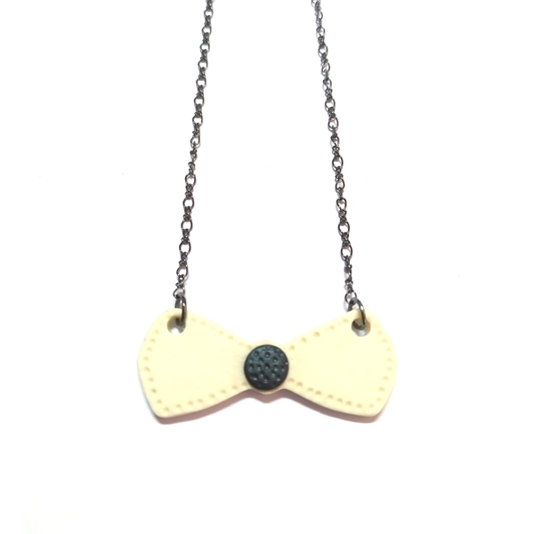 Bowtie necklace - πηλός, κοντά, φθηνά - 2