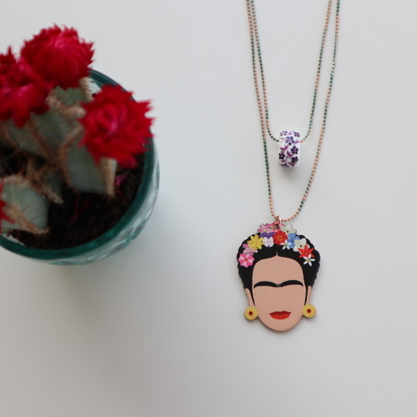 Frida Kalho Necklace - ξύλο, charms, μακριά - 2