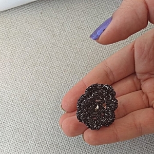 δαχτυλίδι μαύρο λουλούδι πλεκτό λούρεξ - βελονάκι, λουλούδι, μεγάλα, αυξομειούμενα, φθηνά - 4