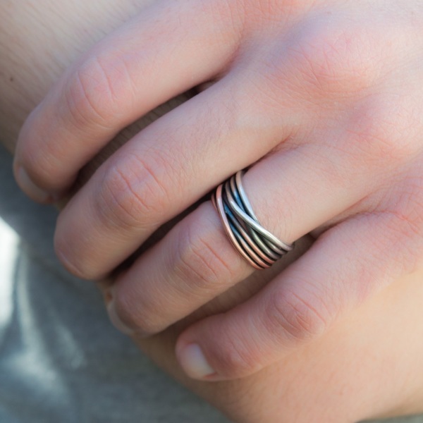 Unisex δαχτυλίδι από ασήμι και χαλκό - ασήμι, χαλκός, χειροποίητα, unisex, σταθερά - 5