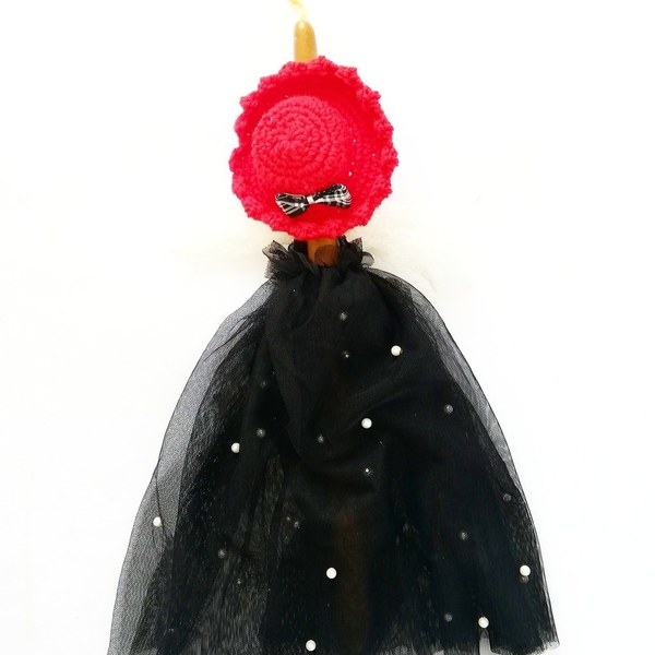Πασχαλινή Λαμπάδα Φόρεμα Μαύρο με Πλεκτό Καπέλο! - κορίτσι, λαμπάδες, για παιδιά, για ενήλικες, για εφήβους - 3