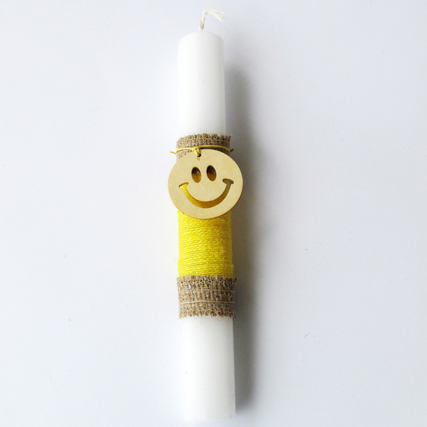 Λαμπάδα μικρή χαμόγελο κιτρινη 22εκ - λαμπάδες, για ενήλικες, για εφήβους
