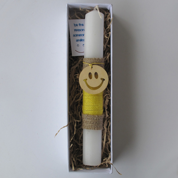 Λαμπάδα μικρή χαμόγελο κιτρινη 22εκ - λαμπάδες, για ενήλικες, για εφήβους - 3