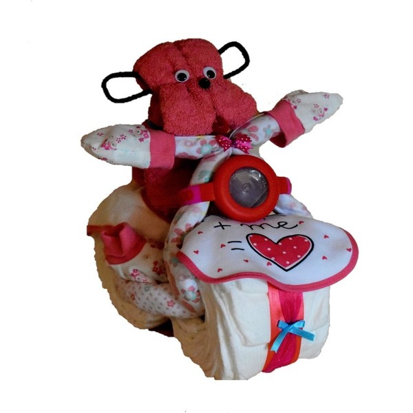 Diaper Cake ( Diaper Motorcycle) - δώρα για βάπτιση, baby shower, σετ δώρου, δώρο γέννησης, diaper cake