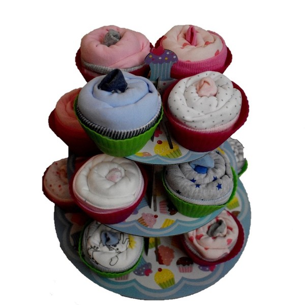 Diape Cake (Cupcakes) - δώρα για βάπτιση, baby shower, σετ δώρου, δώρο γέννησης, diaper cake - 3