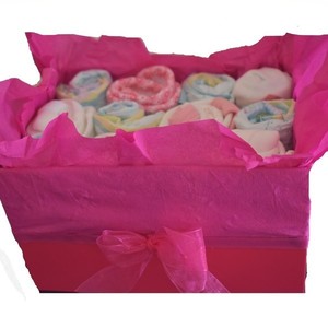 Diaper Cake (Butterfly Box) - κορίτσι, δώρα για βάπτιση, σετ δώρου, δώρο γέννησης, diaper cake - 2
