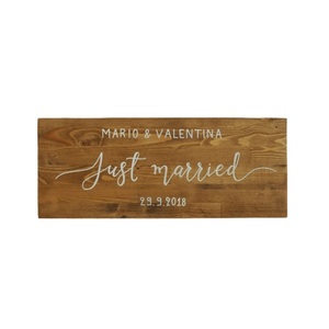 "Just married" - Ξύλινη πινακίδα 20 × 50 εκ. για το υπνοδωμάτιο / στολισμός γάμου / δώρο γάμου - δώρα γάμου, γάμου, ξύλινα διακοσμητικά