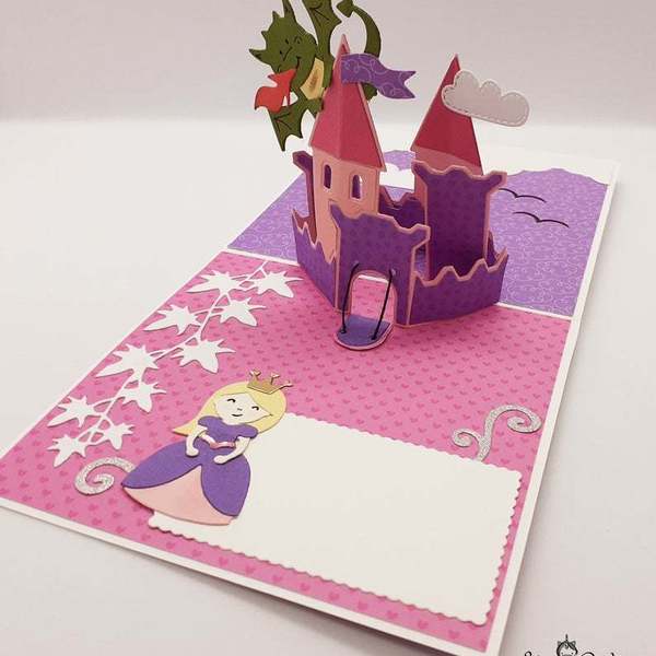 Τρισδιάστατη Ευχετήρια Κάρτα Γενεθλίων - Κάστρο (Πριγκίπισσα) - κορίτσι, πριγκίπισσα, γενέθλια - 4