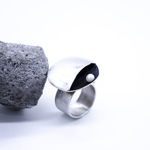 "Shell" Ring, Silver 925, Fresh water pearl - μαργαριτάρι, σταθερά, ασήμι 925, μεγάλα