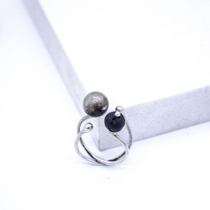 "Bull" Ring, Silver 925, Oxidized Silver 925, Lava Gemstone - αυξομειούμενα, ασήμι, ημιπολύτιμες πέτρες, boho