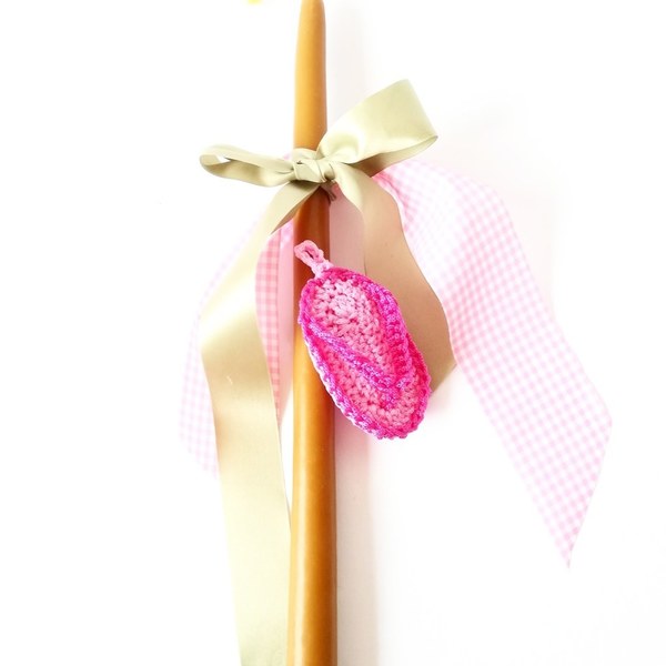Πασχαλινή Λαμπάδα Μπρελοκ Σαγιονάρα Πλεκτή Ροζ! - κορίτσι, λαμπάδες, για παιδιά, για ενήλικες, για εφήβους - 2